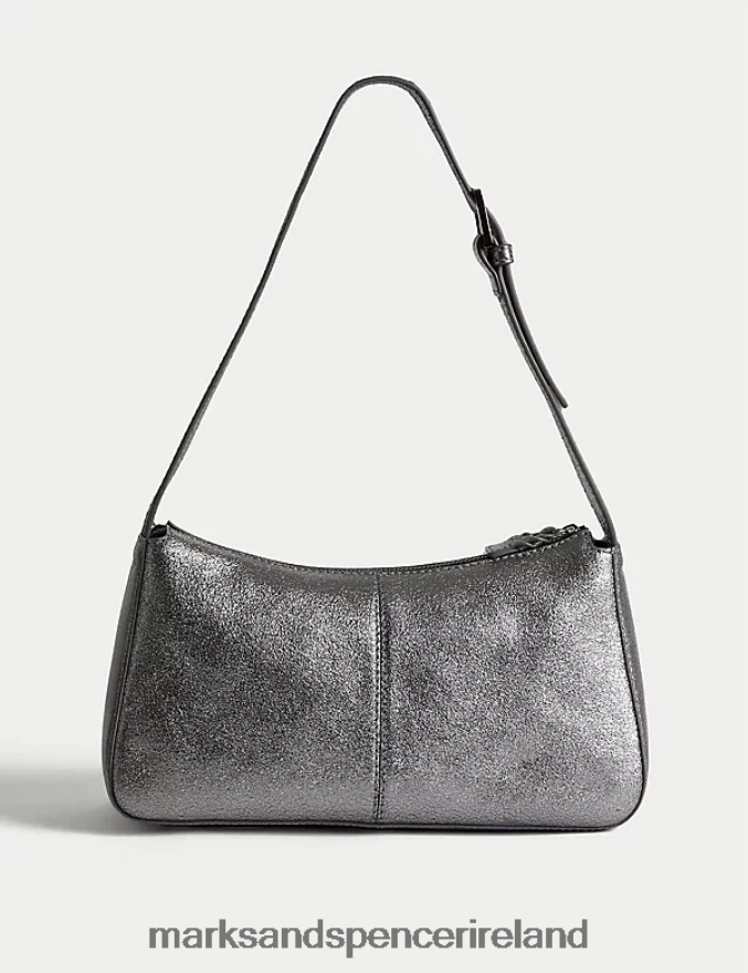 Marks & Spencer Women Leather Buckle Detail Shoulder Bag Metallic Accessories 2VJ8DF749