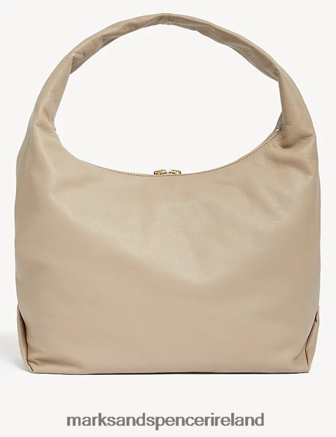 Marks & Spencer Women Leather Shoulder Bag Mushroom Accessories 2VJ8DF1494