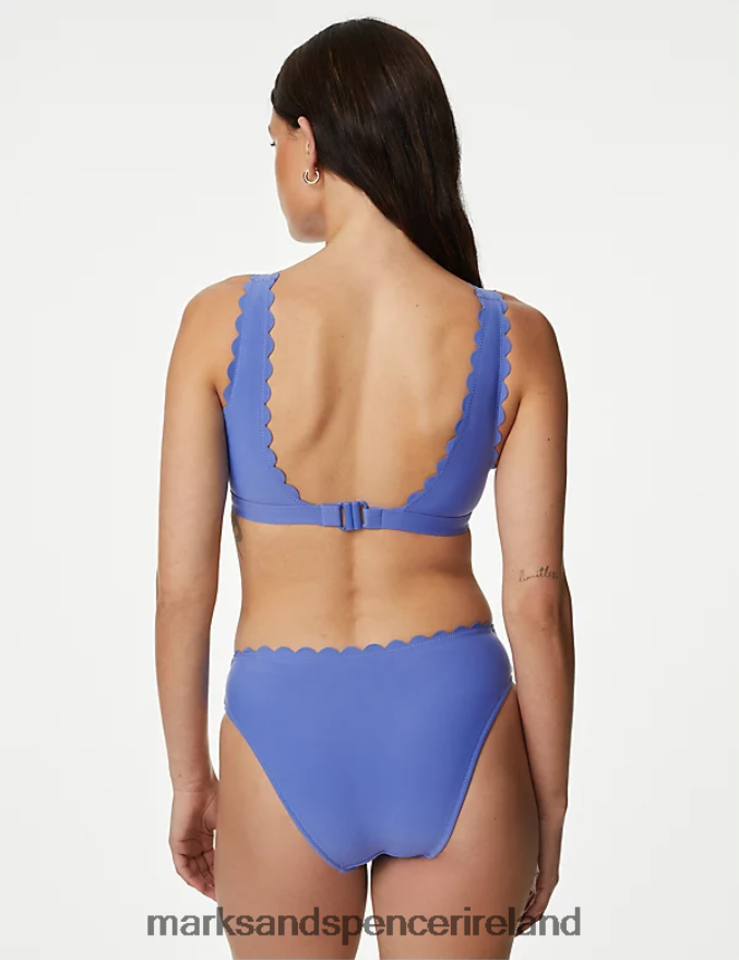 Marks & Spencer Women Neoprene Padded Scallop Plunge Bikini Top Lupin Clothing 2VJ8DF2396
