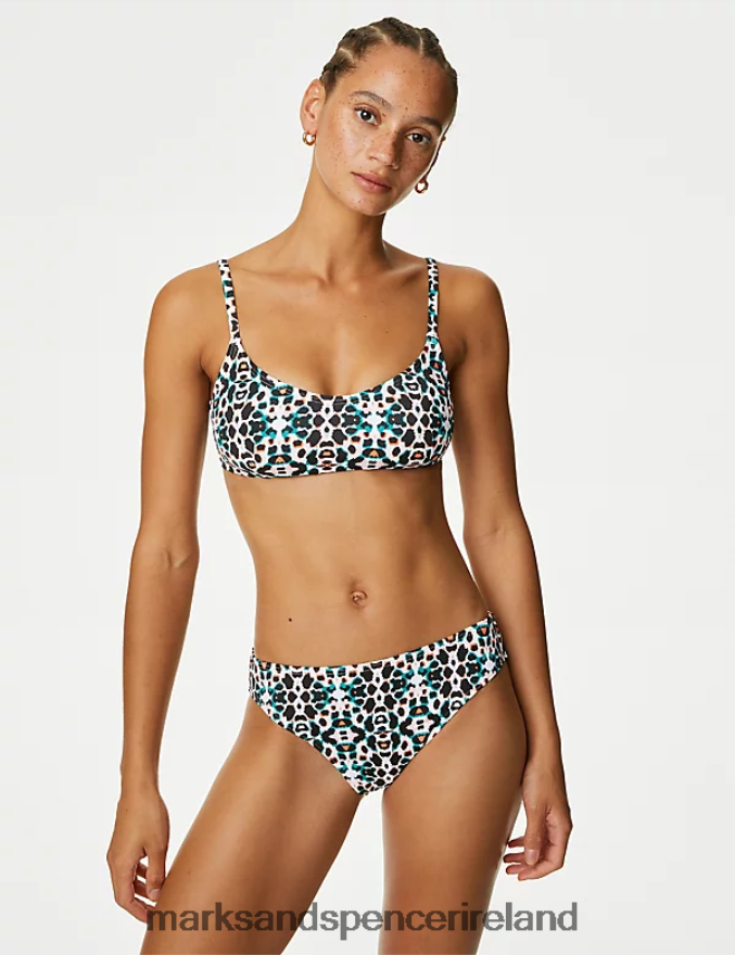 Marks & Spencer Women Printed Padded Scoop Neck Bikini Top Multi Clothing 2VJ8DF3350