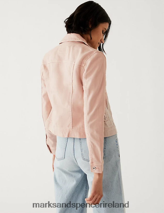 Marks & Spencer Women Cotton Rich Denim Jacket with Stretch Pink Shell Clothing 2VJ8DF2716