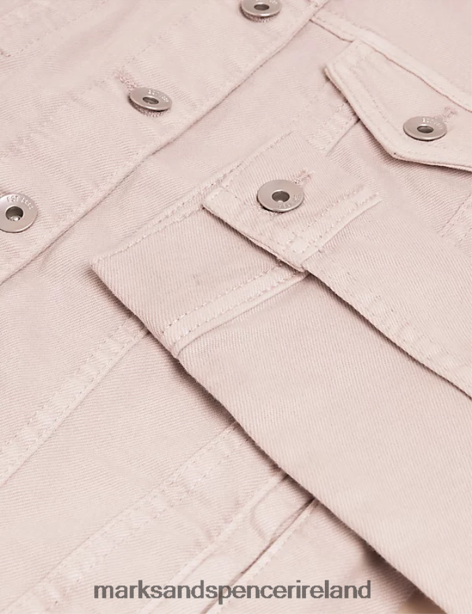 Marks & Spencer Women Cotton Rich Denim Jacket with Stretch Pink Shell Clothing 2VJ8DF2716