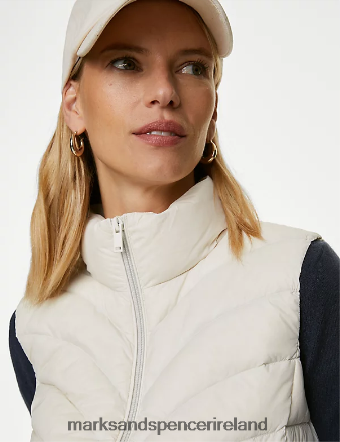 Marks & Spencer Women Feather & Down Packaway Puffer Gilet Light Natural Clothing 2VJ8DF2401