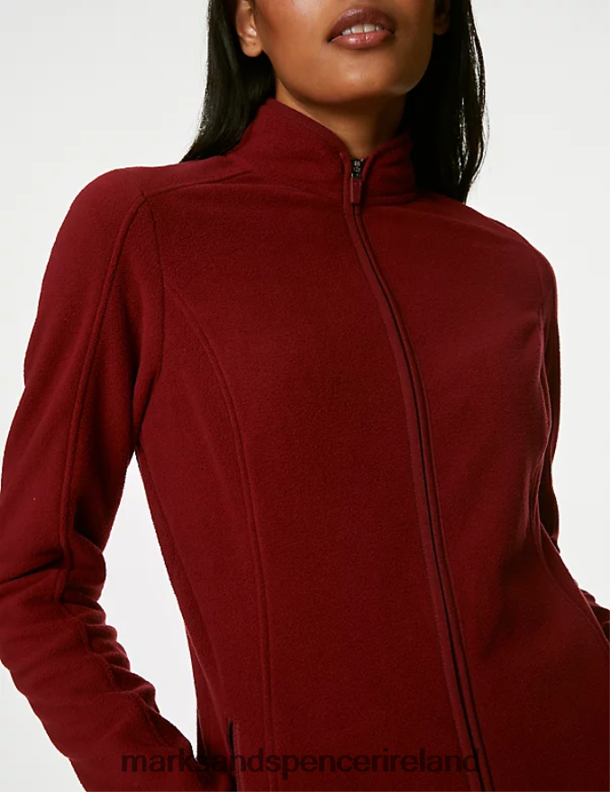 Marks & Spencer Women Funnel Neck Fleece Dark Red Clothing 2VJ8DF2253