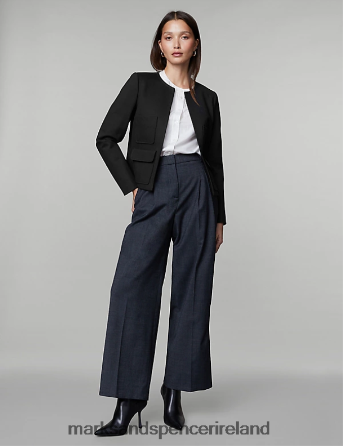 Marks & Spencer Women Jersey Collarless Jacket Black Clothing 2VJ8DF243