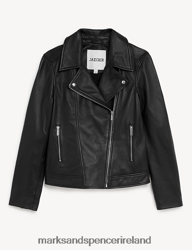 Marks & Spencer Women Leather Biker Jacket Black Clothing 2VJ8DF1142