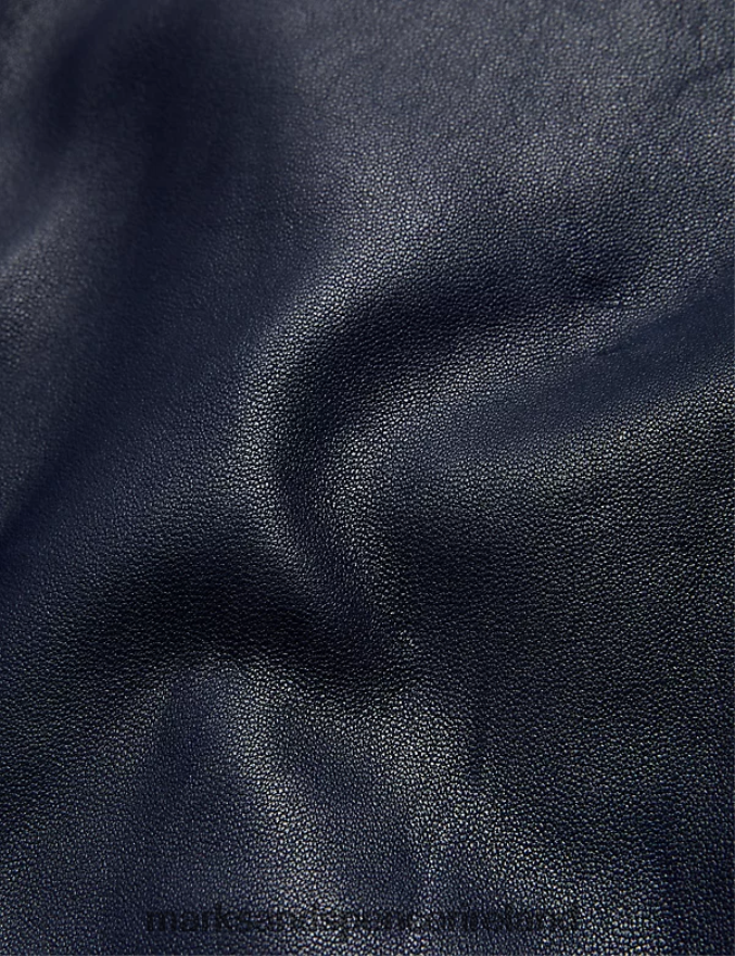 Marks & Spencer Women Leather Biker Jacket Navy Clothing 2VJ8DF1473