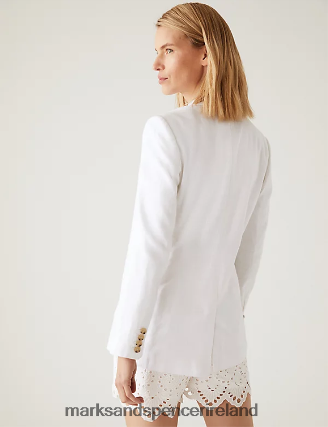 Marks & Spencer Women Linen Blend Tailored Single Breasted Blazer Soft White Clothing 2VJ8DF1425