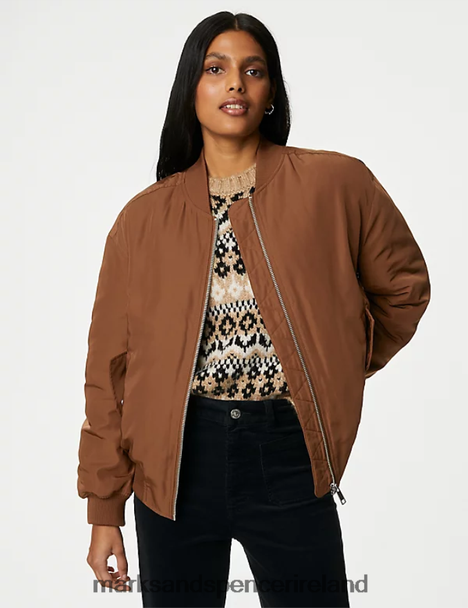 Marks & Spencer Women Padded Bomber Jacket Toffee Clothing 2VJ8DF1357