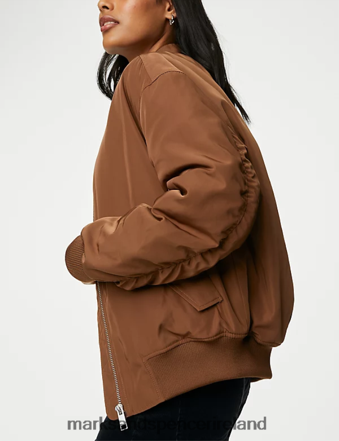 Marks & Spencer Women Padded Bomber Jacket Toffee Clothing 2VJ8DF1357