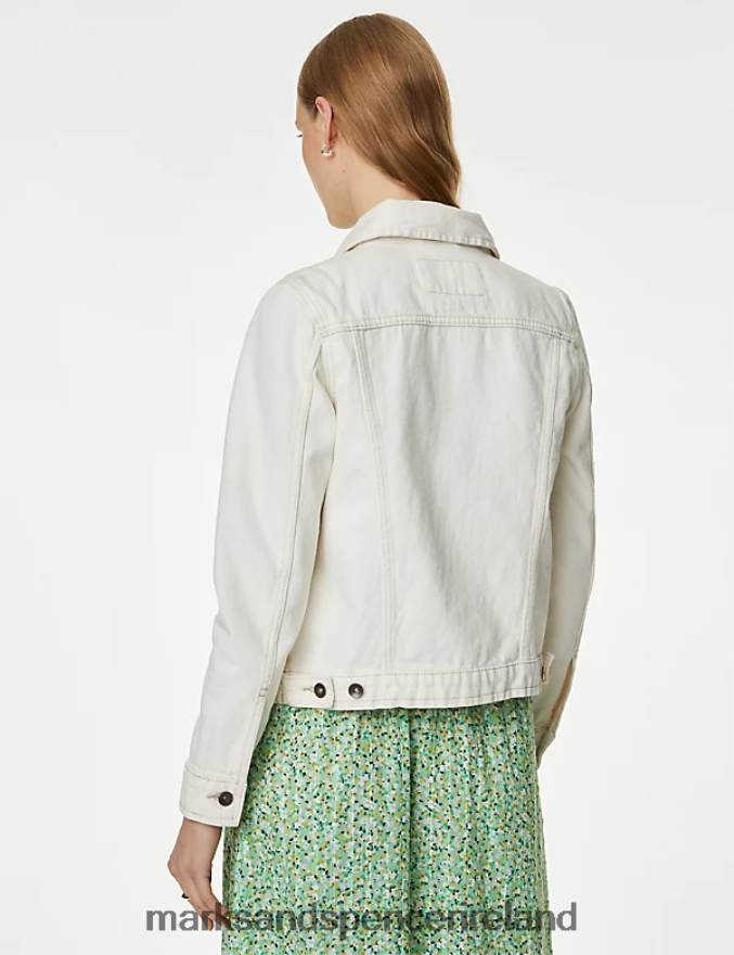 Marks & Spencer Women Pure Cotton Denim Jacket Ecru Clothing 2VJ8DF1987