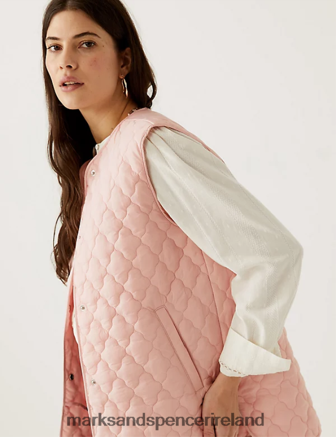 Marks & Spencer Women Quilted Gilet Pink Shell Clothing 2VJ8DF2801