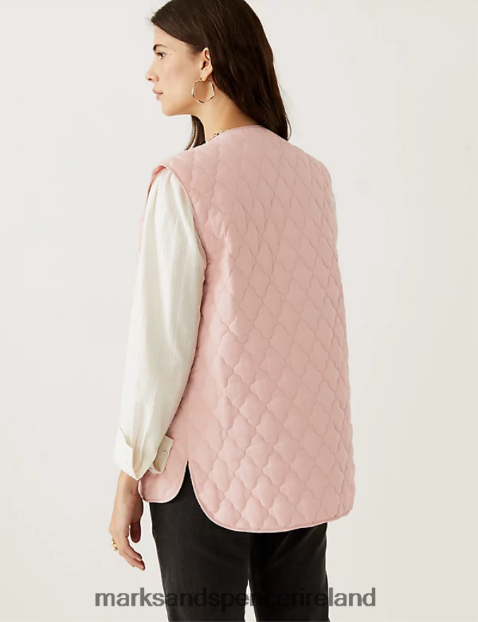 Marks & Spencer Women Quilted Gilet Pink Shell Clothing 2VJ8DF2801