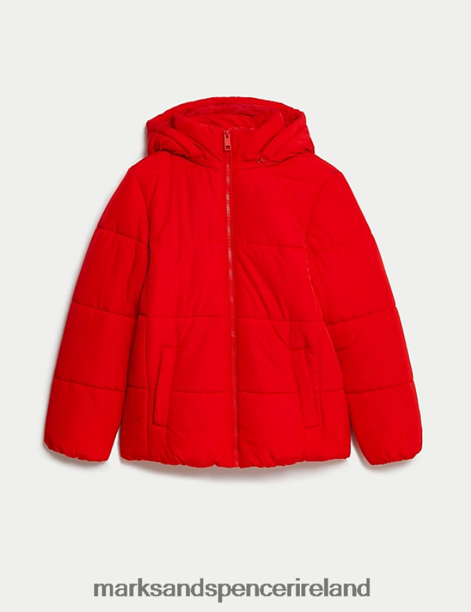 Marks & Spencer Women Recycled Thermowarmth Hooded Puffer Jacket Poppy Clothing 2VJ8DF1335