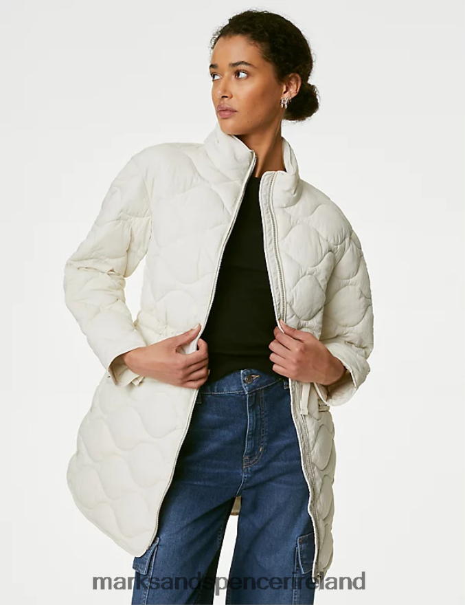 Marks & Spencer Women Recycled Thermowarmth Quilted Coat Light Natural Clothing 2VJ8DF179