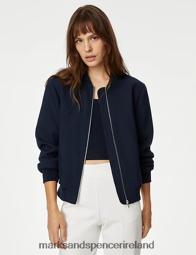 Marks & Spencer Women Relaxed Bomber Jacket Dark Navy Clothing 2VJ8DF54