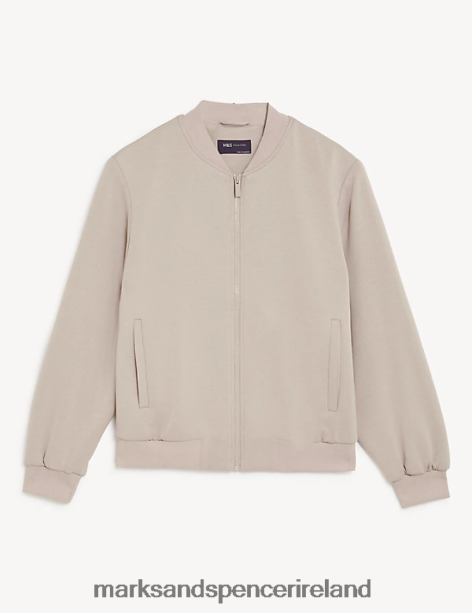 Marks & Spencer Women Relaxed Bomber Jacket Fawn Clothing 2VJ8DF1102