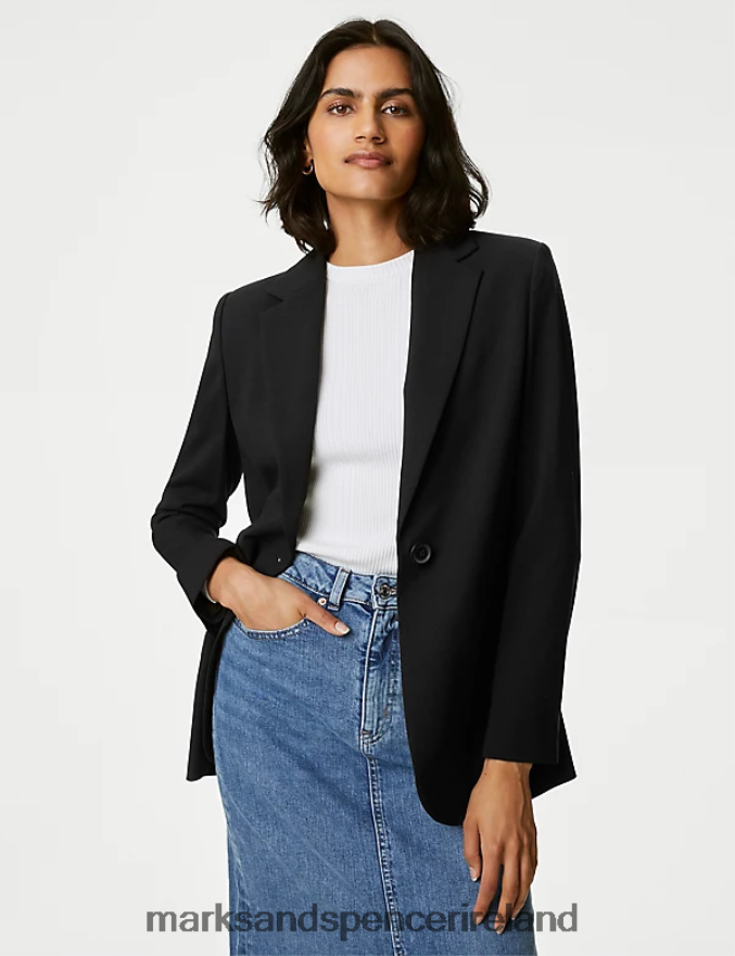 Marks & Spencer Women Relaxed Single Breasted Blazer Black Clothing 2VJ8DF2536