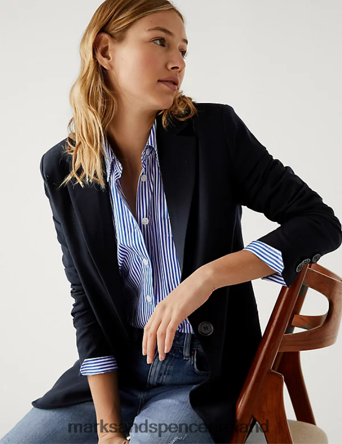 Marks & Spencer Women Relaxed Single Breasted Blazer Navy Clothing 2VJ8DF2899