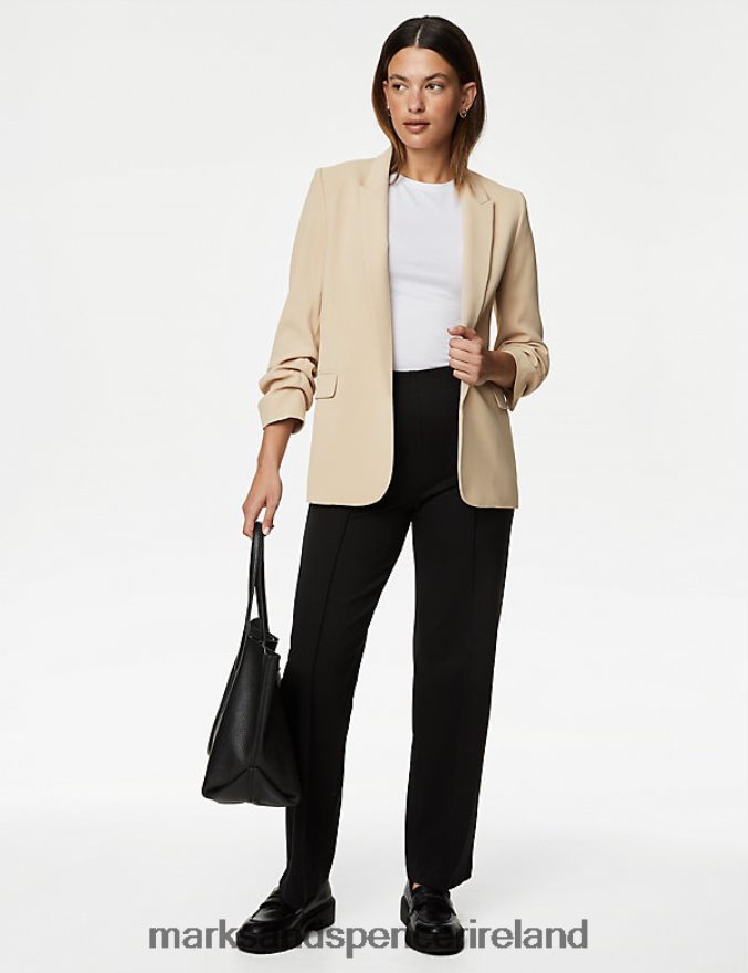 Marks & Spencer Women Ruched Sleeve Blazer Sand Clothing 2VJ8DF1263