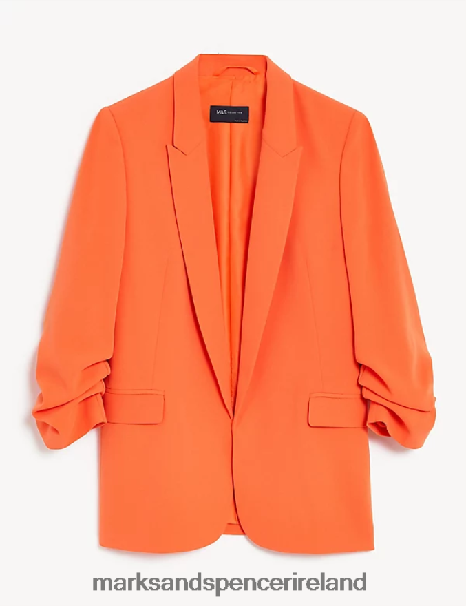 Marks & Spencer Women Ruched Sleeve Blazer Tangerine Clothing 2VJ8DF1264