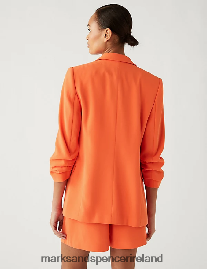 Marks & Spencer Women Ruched Sleeve Blazer Tangerine Clothing 2VJ8DF1264