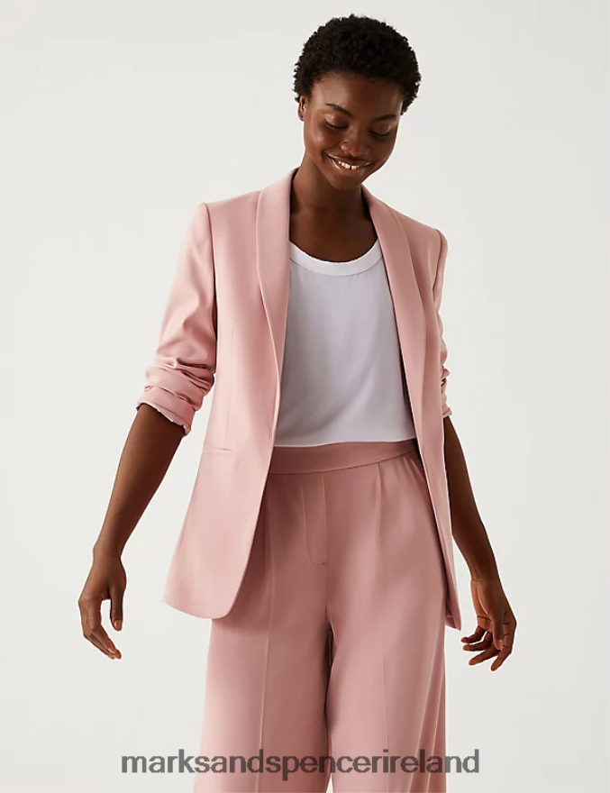 Marks & Spencer Women Satin Look Relaxed Blazer Antique Rose Clothing 2VJ8DF1891