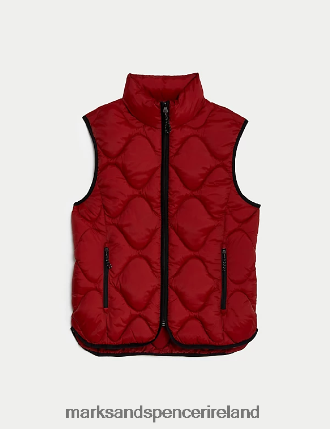 Marks & Spencer Women Stormwear Quilted Funnel Neck Puffer Gilet Dark Red Clothing 2VJ8DF1194