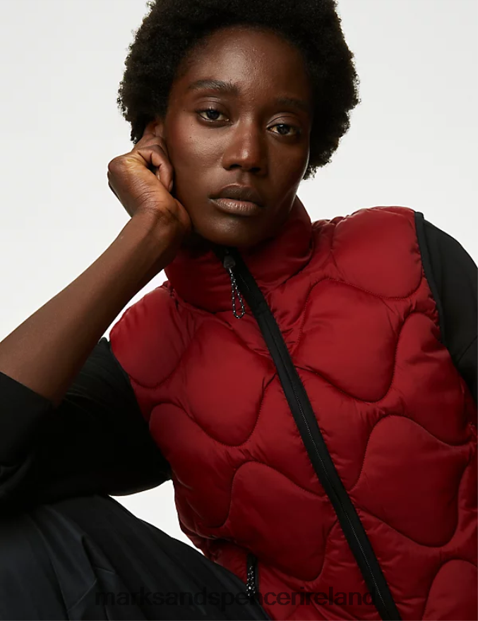 Marks & Spencer Women Stormwear Quilted Funnel Neck Puffer Gilet Dark Red Clothing 2VJ8DF1194