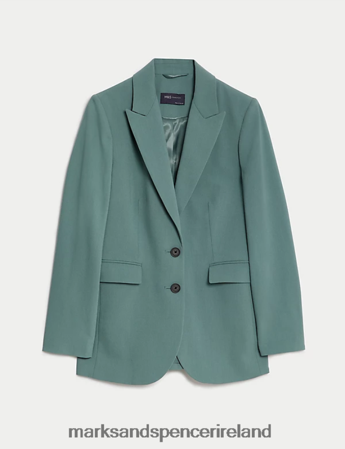 Marks & Spencer Women Tailored Single Breasted Blazer Dark Sage Clothing 2VJ8DF244