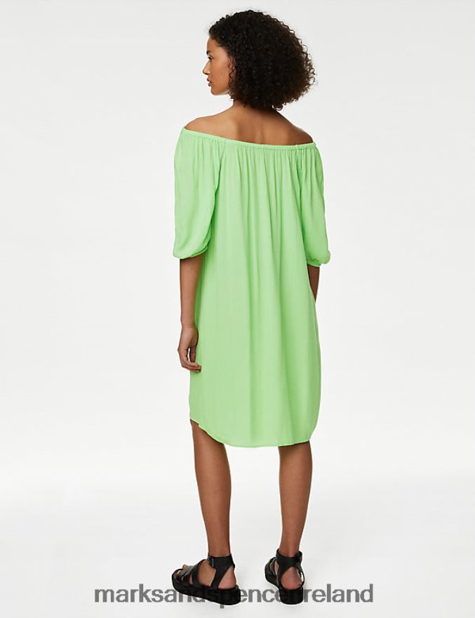 Marks & Spencer Women Bardot Knee Length Shift Dress Lime Clothing 2VJ8DF2175