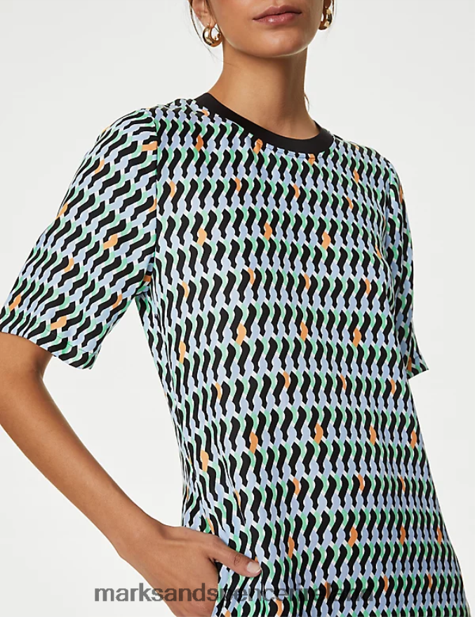 Marks & Spencer Women Cupro Rich Printed Midaxi T-Shirt Dress Multi Clothing 2VJ8DF2756