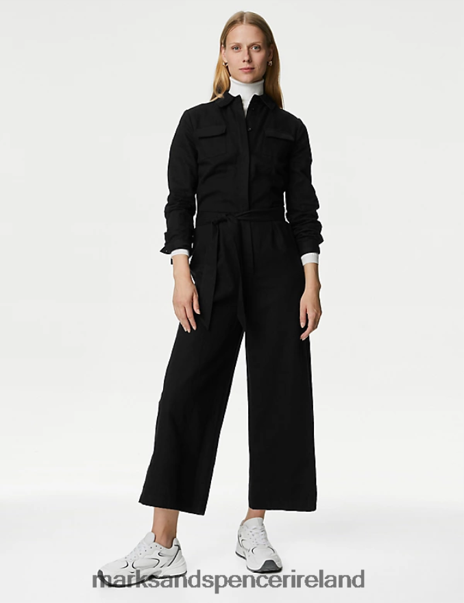 Marks & Spencer Women Denim Utility Jumpsuit Black Denim Clothing 2VJ8DF2288