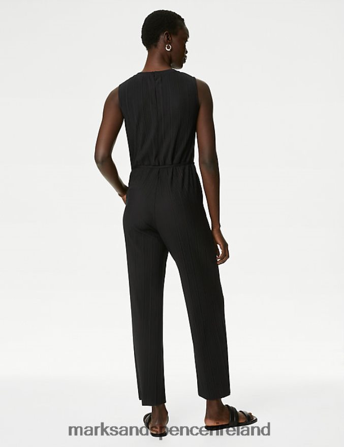 Marks & Spencer Women Jersey Belted Sleeveless Jumpsuit Black Clothing 2VJ8DF1370