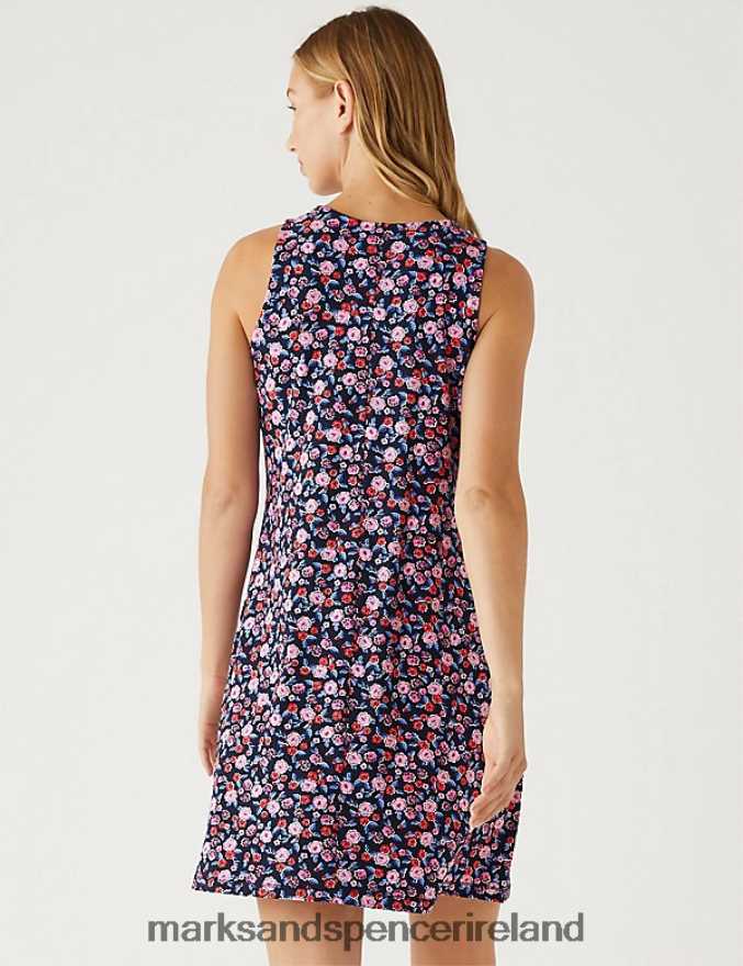 Marks & Spencer Women Jersey Printed Mini Swing Dress Multi Clothing 2VJ8DF1569
