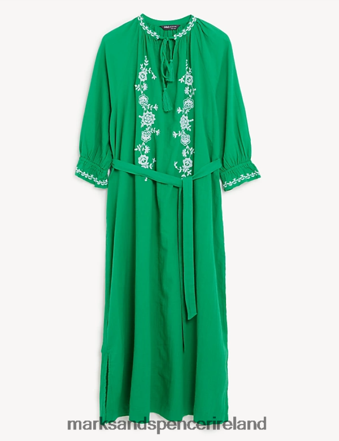 Marks & Spencer Women Pure Cotton Beach Cover Up Kaftan Bright Green Clothing 2VJ8DF1462