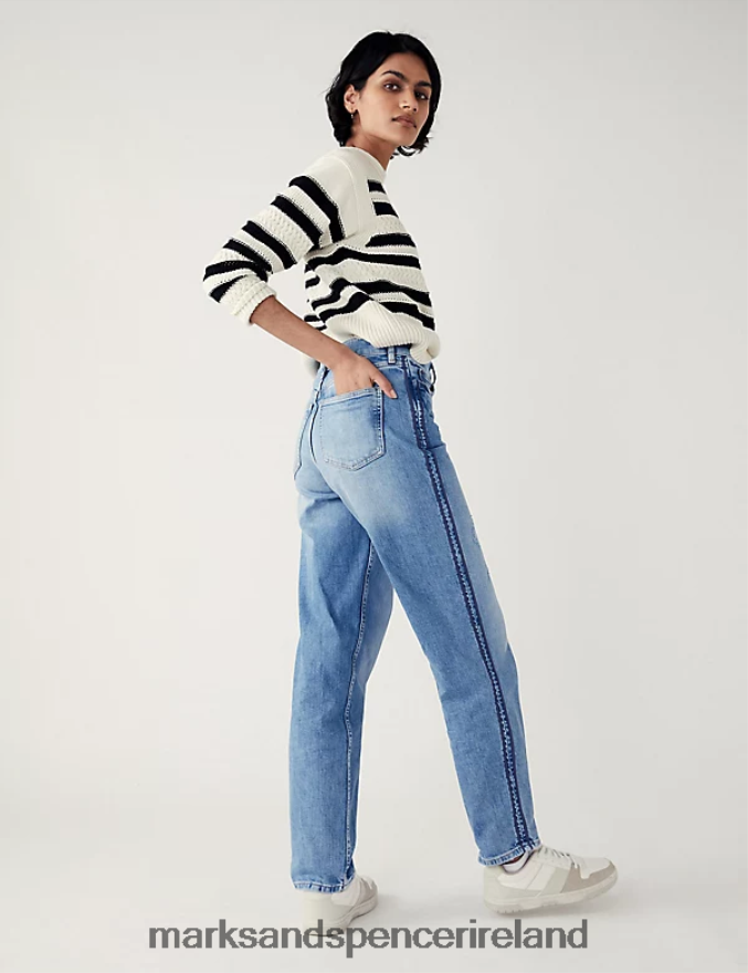 Marks & Spencer Women Boyfriend Ankle Grazer Jeans Blue Denim Clothing 2VJ8DF2630