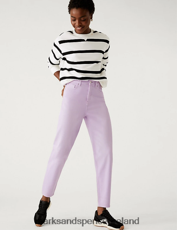 Marks & Spencer Women Mom High Waisted Jeans Lilac Clothing 2VJ8DF3119
