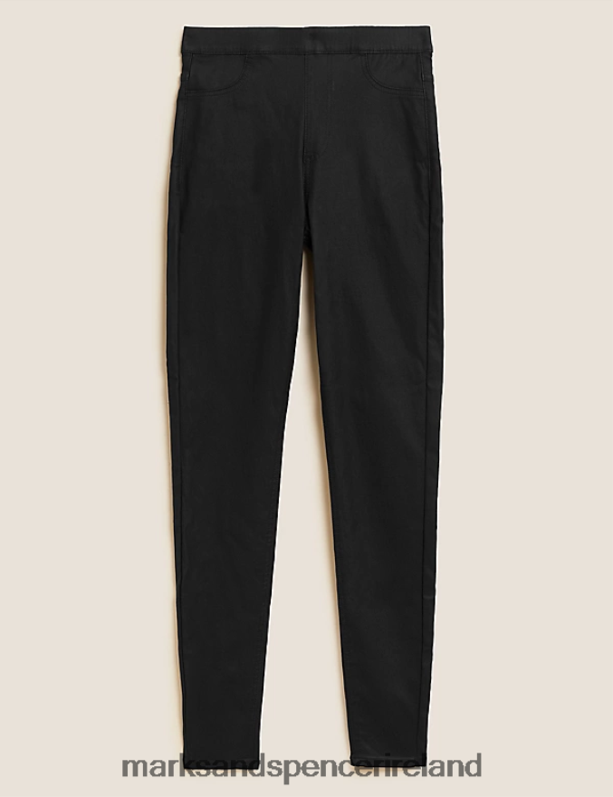 Marks & Spencer Women Coated High Waisted Jeggings Black Clothing 2VJ8DF1949
