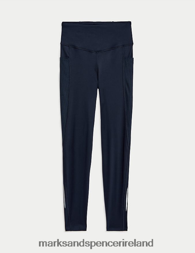 Marks & Spencer Women Go Train Mesh High Waisted Gym Leggings Navy Clothing 2VJ8DF2103
