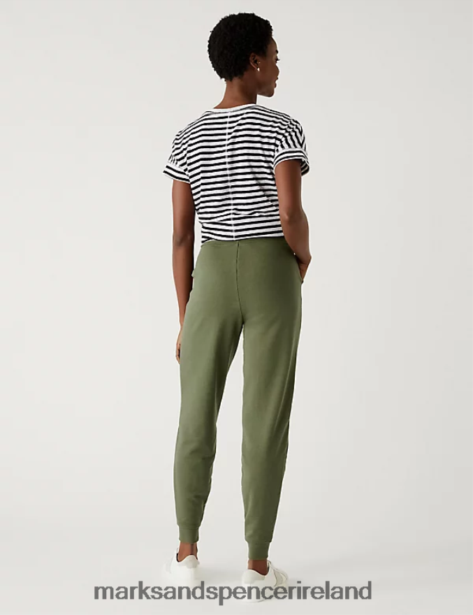 Marks & Spencer Women The Cotton Rich Cuffed Joggers Olive Clothing 2VJ8DF1768
