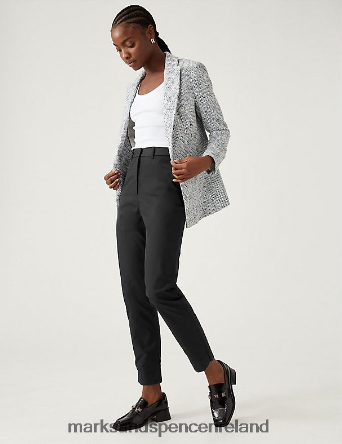 Marks & Spencer Women Cotton Rich Tapered Chinos Black Clothing 2VJ8DF856