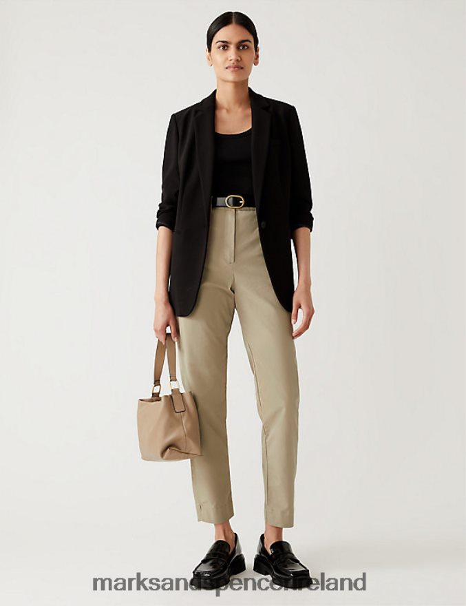 Marks & Spencer Women Cotton Rich Tapered Chinos Coffee Clothing 2VJ8DF855