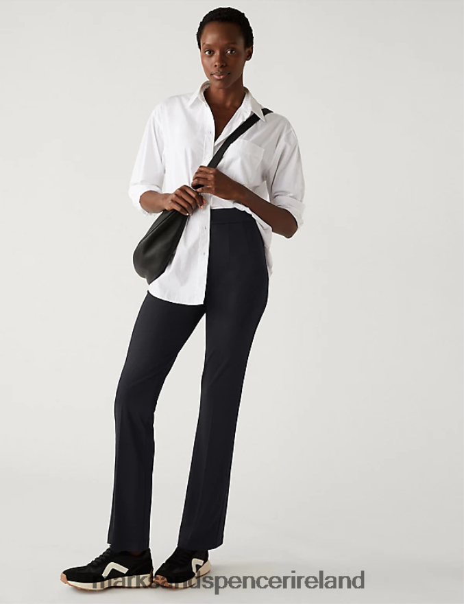 Marks & Spencer Women Jersey Flared Trousers Black Clothing 2VJ8DF1188