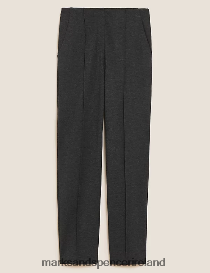 Marks & Spencer Women Jersey Straight Leg Trousers Charcoal Clothing 2VJ8DF3314