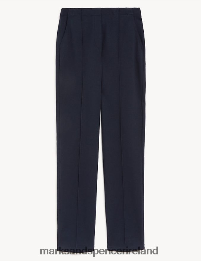 Marks & Spencer Women Jersey Straight Leg Trousers Dark Navy Clothing 2VJ8DF3029