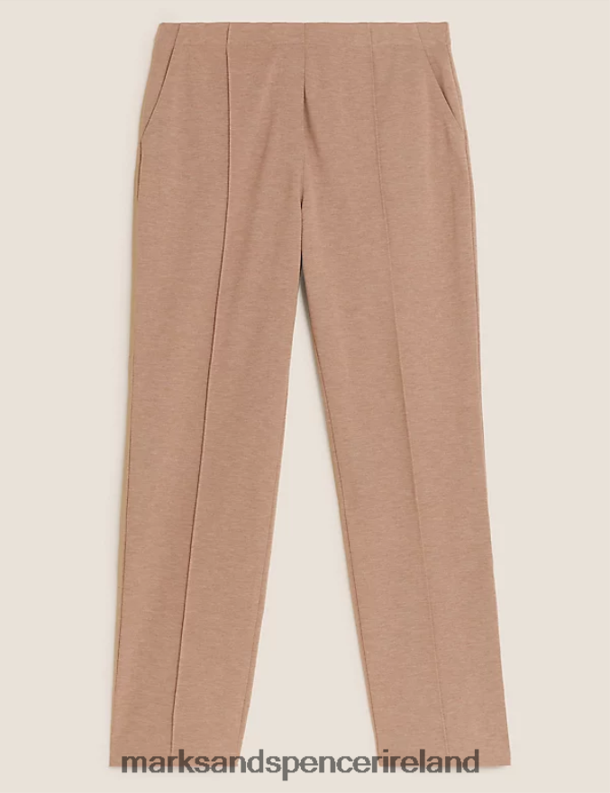 Marks & Spencer Women Jersey Straight Leg Trousers Neutral Clothing 2VJ8DF3316