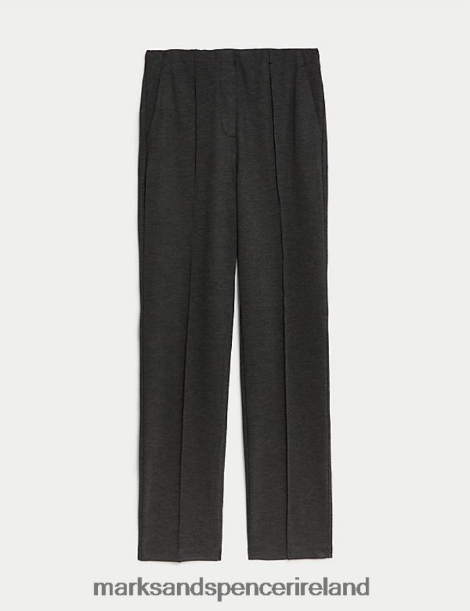 Marks & Spencer Women Jersey Twill Straight Leg Trousers Charcoal Clothing 2VJ8DF1667