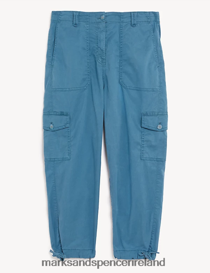 Marks & Spencer Women Lyocell Rich Cargo Cropped Trousers Air Force Blue Clothing 2VJ8DF950