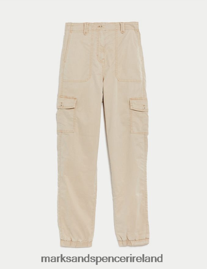 Marks & Spencer Women Lyocell Rich Cargo Tea Dyed Trousers Sand Clothing 2VJ8DF618